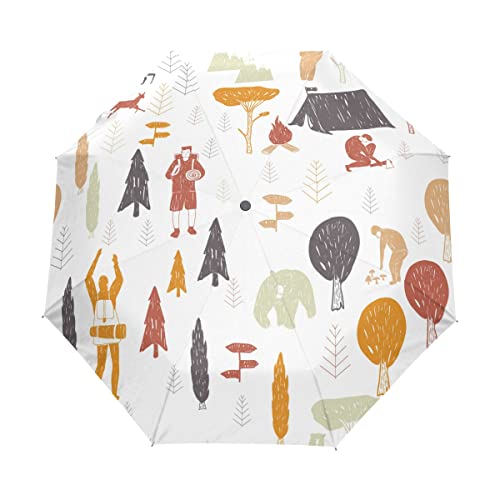 Parapluie pliant automatique motif animal blanc compact et robuste