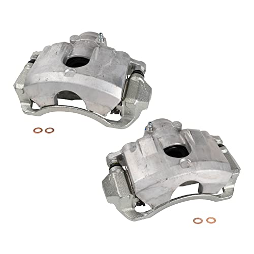 Image of TRQ Front Driver and Passenger Side Brake Caliper Set Caliper Brackets Hardware Compatible with 08-11 Ford Focus