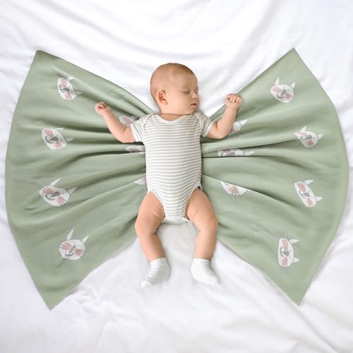 Image of Hadetoto Baby Blankets for Boys and Girls | Newborn, Knitted Cotton, Swaddle Blankets, Neutral Crochet Receiving Blanket, 40 x 30 inches