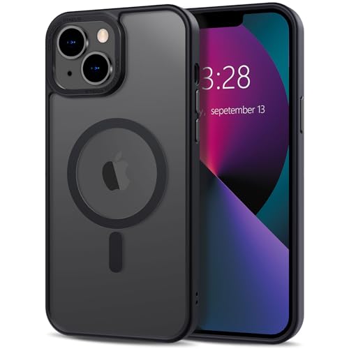 Anuck Case for iPhone 13 Mini Case Magnetic Phone Case Compatible with MagSafe, Soft TPU Bumper Hard Translucent Matte Back Slim Fit Shockproof Protective Cover for Men Women Girls - Black
