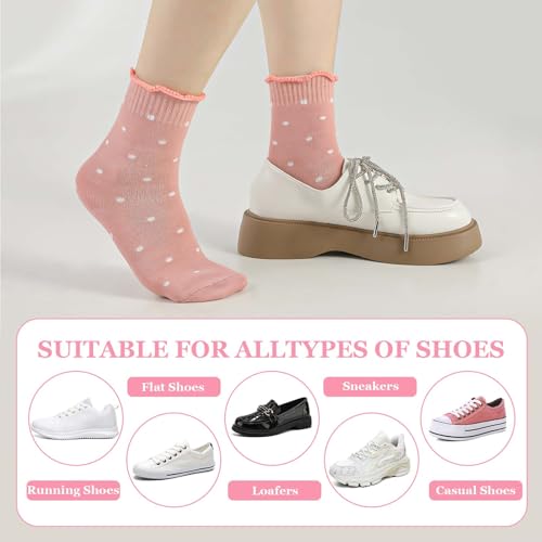 6 Pairs Women's Ruffle Socks, Breathable Ruffle Ankle Sock Soft Crew Socks Cute Polka Dot Cotton Sock for Women2