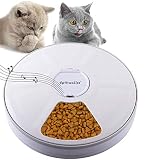 Automatischer Futterautomat, Futterspender mit Timer, Pet Feeder mit 6 Fächern, LCD-Display und Musik Benachrichti ...