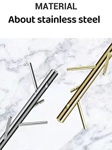 Holcmic Metal Coat Rack Bracket Finish Stable Marble Round Base With High-End Hooks Freestanding Metal Tree Hats Easy To Assemble (Gold Stainless Steel) #TOP6