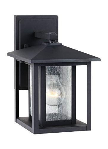 Image of Generation Lighting 88025-12 Hunnington One - Light Outdoor Wall Lantern Outside Fixture, Black, 1-Light, cETL Listed, Safety Rated for Wet Locations, Aluminum Construction