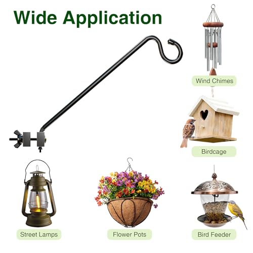 Josmimic 12-Inch 2 Pack Deck Bird Feeder Hanger for Railing, Outdoor Decor Plant Hanger, Balcony Railing Hook - 22LB Capacity - for Hanging Plants, Bird Feeders, Lanterns, Wind Chimes by Josmimic - Used condition - Image 7