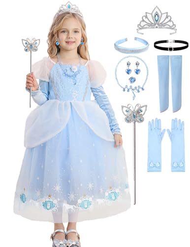 Disfraz princesa azul para niñas 5-6 años miniatura 1