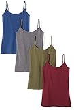 Leicht taillierte Passform Amazon Essentials 4-Pack Camisole tank-top-and-cami-shirts, Navy/Burgundy/Olive/Charcoal Heather, US M (EU M - L)