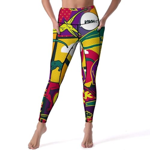 Leggings pour fitness et jogging à motif dinosaure de couleur style urbain s