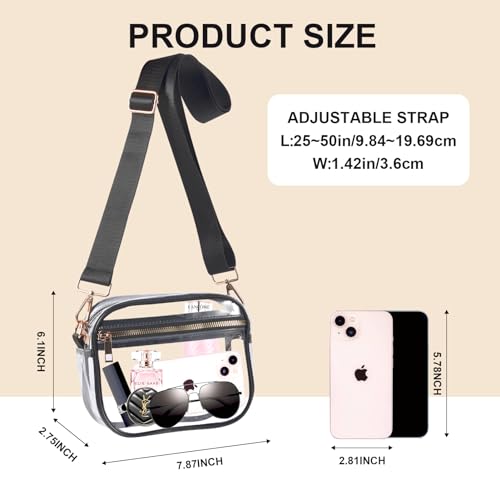Image of Fibrdoo Clear Bag Stadium Approved, Leather Clear Crossbody Purse Bag for Concerts Sports Events Festivals
