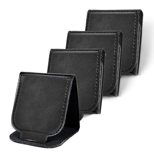 Karii Shoulder Strap Adjuster, 4 Pack Premium PU Leather Pads for Car, Relieves Neck Pressure and Improves Travel Comfort, Suitable for Adults & Kids (Black)