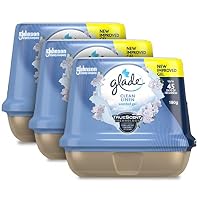 Glade Scented Gel Air Freshener, Clean Linen Scent, Eliminate Odours for up to 45 Days, 180g, 3 Pack