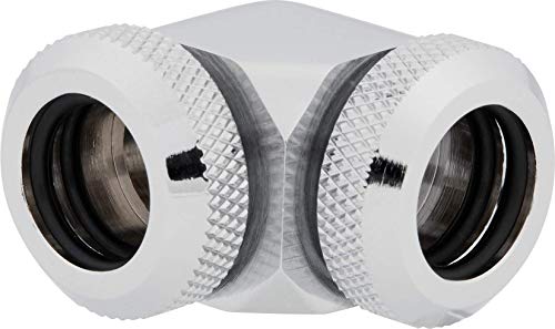 Corsair Hydro X Series, XF Hardline, Lot de deux embouts OD 90° de 12 mm (Solide Laiton Durabilité, Finition de Haute Qualité, Design des Embouts à Compression Rigide Torique Double) Chrome
