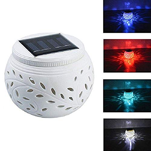 PKA Solar Power Colorful Outdoor Garden Lawn Decoration Light Lantern Ceramics Table Night Lamp