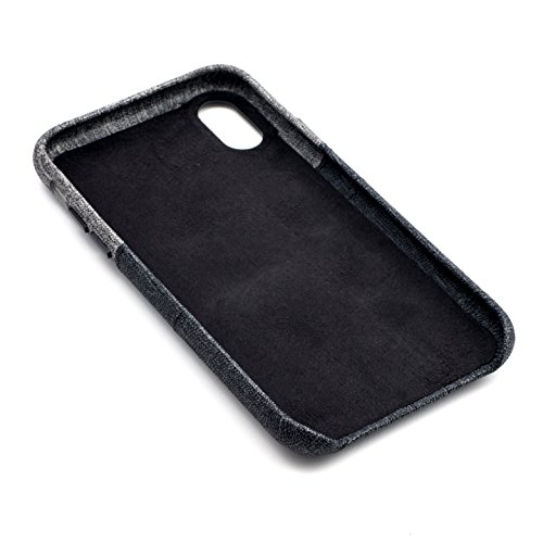 Dockem Luxe Iphone X/Xs Wallet Case: Slim Minimalist Case W/ 2 Credit Card Holder Slots: Ultragrip Canvas Style Synthetic Leather (Black And Grey) #TOP6