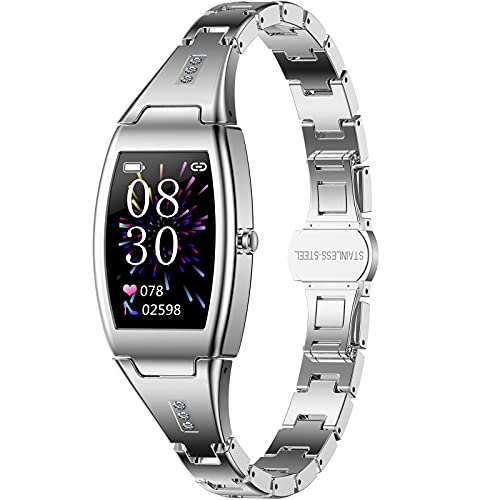 Pard Women's Smart Watch, Heart Rate Blood Pressure Monitor, Female's Menstrual Reminder, Night Sleep Tracker for iOS Android Smartphone, Silver