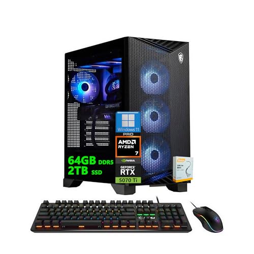 msi Aegis ZS2 AI �Q�[�~���O �f�X�N�g�b�v | AMD 8-Core Zen 5 Ryzen 7 9700X | 64GB DDR5 2TB SSD | NVIDIA GeForce RTX 5070 Ti 16GB GDDR7 DLSS4