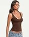 Avidlove Womens Plunge Tank Tops Trendy Sexy Deep V Neck Slim Fitted Going Out Fashion (Brown, S)