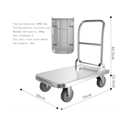 Carretilla plegable de acero inoxidable con ruedas de 4 pulgadas miniatura 2