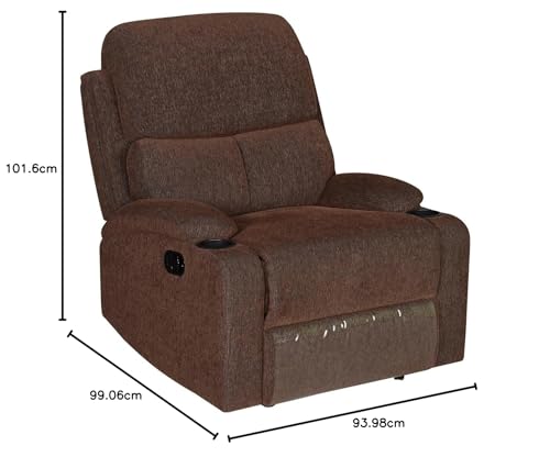 Image of Torque - Simon 1 Seater Fabric Manual Recliner | Recliner Sofa /Chair for Living Room, Bedroom, Office (Brown) | 1 Year Warranty