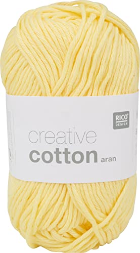 50 g Creative Cotton Aran cotton crochet, 85 m run length, ball Fb. 63 hellgelb