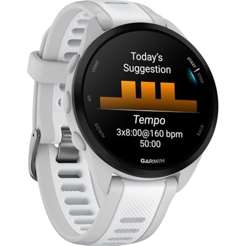 Image of Garmin 010-02863-21 Forerunner 165 Smart Sport Watch, Mist Gray + Whitestone Bundle with Deco Essentials Charging Dock, 3X Silicone Dust Cover and USB Type C Charging and Sync Cable