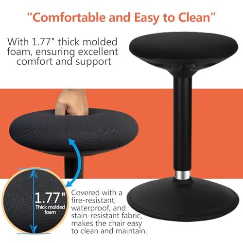 Image of Standing Desk Balance Wobble Stools, Height Adjustable 22-32 Inch for Office and Classroom, Anti-Fatigue Standing Chairs, Ergonomic Stools with Anti-Slip Round Bottom, Black