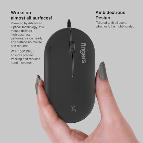 Image of FINGERS ImperialCombo-D2 Wired Keyboard & Mouse Combo (Slim Design, Scissor Keys Laptop-Style Typing, Compact Size Layout, 1000 DPI, Windows | macOS | Linux Compatible), Jet Black