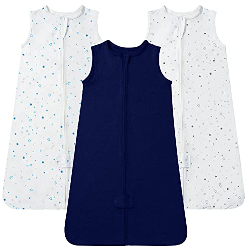 Image of TotAha Sleep Sack 3-6 months 3 Pack, Ultra-Soft,Light Infant Wearable Blanket Baby Sleeping Bag with 2-Way Safe Zipper for Boy Girl, 0.5 TOG