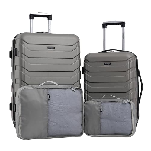 Wrangler 4 Piece Miami Luggage and Packing Cubes Set,