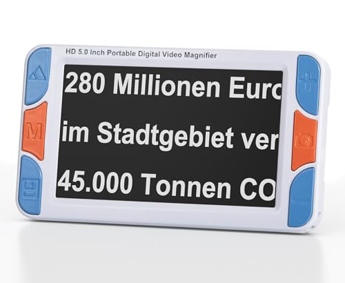 Tragbare 5 Zoll HD Digitale Lupe für Sehschwäche, Elektronische Leselupe | 3x-48x Digital Zoom | 26 Farbmodi & HDMI-Ausgang Tragbare 5 Zoll HD Digitale Lupe für Sehschwäche, Elektronische Leselupe | 3x-48x Digital Zoom | 26 Farbmodi & HDMI-Ausgang