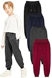 Resinta 4 Pack Boys' Fleece Sweatpants Kids Athletic Jogger Pants with Pockets Drawstring