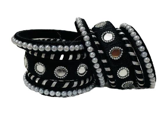 Cool Creations and Retails Handcrafted silk thread designer Black bangles (Set Of 10 With Mirror & Moti Work, 2-8) (B0BRCZ3CCP) Amazon Price History, Amazon Price Tracker