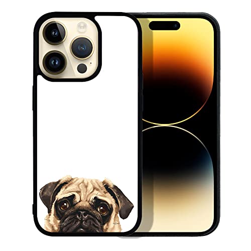 FINCIBO Anti-Scratch Soft Rubber Protective Shockproof Slim Case Cover Compatible with Apple iPhone 14 Pro 6.1 inch 2022 - Pug Puppy Dog