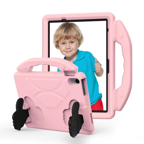 Coque iPad Air 11 M4 antichoc en mousse EVA rose avec poignée enfant
