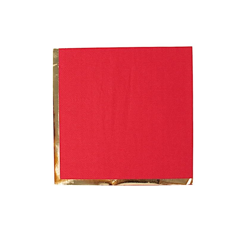 BalsaCircle 50 Red Pastel Gold Trim 2 Ply Dinner Cocktail Paper Napkins Wedding Party Events Receptions Catering Decorations Supplies