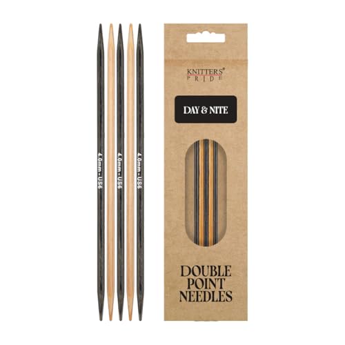 Knitter’s Pride Day & Nite Double-Point Needle 6”(15cm) - US 6(4mm) | Tapered Tips, Lightweight, Smooth, Comfortable, Smart Color Contrast, Ideal for Sock & Small Circumference Knitting