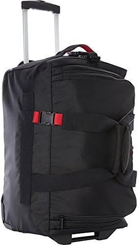 A.SAKS Luggage Lightweight Rolling Trolley Duffel with Wheels (Black/Red, 20-inch)