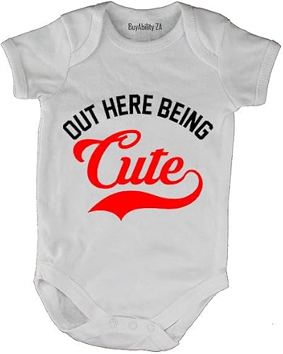 Out Here Being Cute - Baby Grow 0-3 months White Short Sleeve