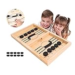 Fast Sling Puck Game,Slingshot Hockey Game,Fast Paced Portable Wooden Table Hockey Board Game for Adults & Kids,Fun Family Interactive Toy for Games Nights & Parties
