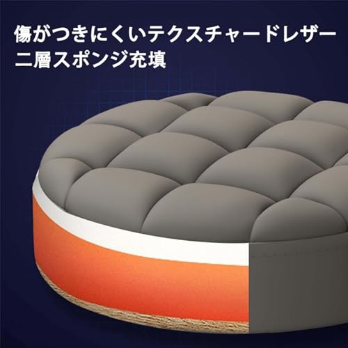 Nubika PU レザー昇降式丸スツール 360° 回転キャスター付 オフィス・エステ・メイクカウンター兼用ワークチェア (ブラック) [5]