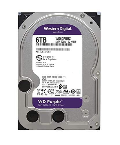 Image of Western Digital 6TB WD Purple Surveillance Internal Hard Drive HDD - SATA 6 Gb /s, 64 MB Cache, 3.5 inch - WD60PURZ