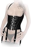  Ledapol 5521 Leder Korsett Corsage busenfrei offen Sreapse, 46 schwarz