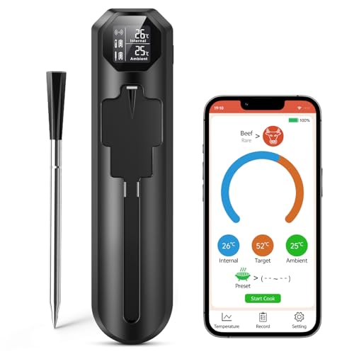 maxtachi Termometro Carne, 150m Bluetooth Termómetro Cocina Digital con Sensor Dual y Aplicación...