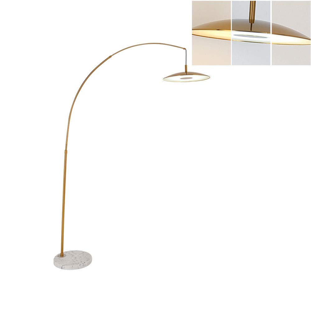 HWSYStanding Lamp Adjustable Cable Curved Floor Light Dimmable 3 Color Temperatures LED Eye Protection with Marble Base for Bedside Table Bedroom Interesting