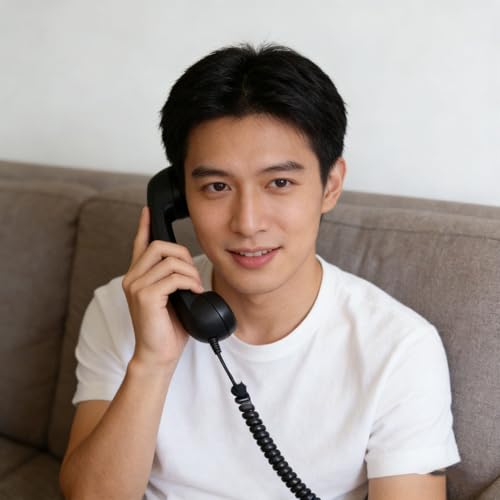 Plyisty USB-C-Retro-Telefonhörer mit Mikrofon-Lautstärkeregelung, Kabelgebundener Vintage-Telefonhörer, Strahlungsreduzierendes Mobiltelefonzubehör der Alten Schule für Anrufe (Black)