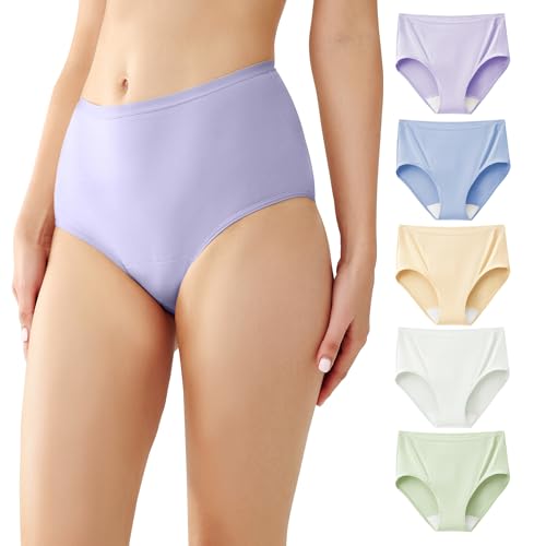 Image of BATTEWA 50ml Incontinence Underwear for Women Leak Proof Panties 5Pack 4XL | High Waist Cotton Bladder Leak Protective Briefs Pee Proof Washable Light to Moderate Absorbent Underwear Postpartum