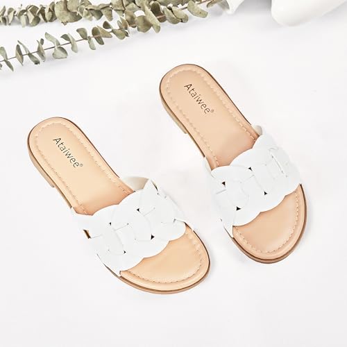 Image of Ataiwee Women's Dressy Braided Open Toe Flat Slides Sandals
