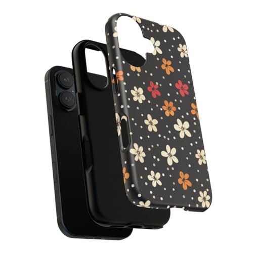 Coque iPhone 16 fleurs colorées pois et coque rigide mate de protection - 3