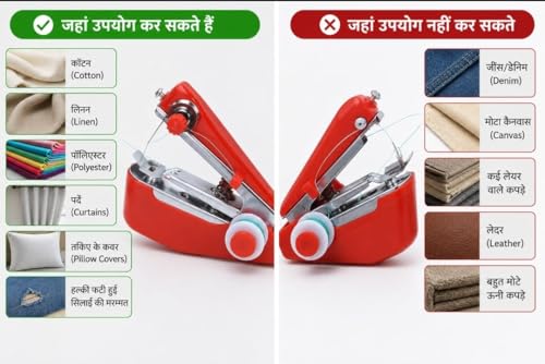 Image of Rock World Handy Stitch Mini Hand Sewing Machine, Portable Stapler Style Handheld Stitching Tool for Quick Repairs and Home Tailoring
