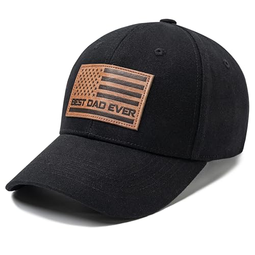 68LDROOTER Best Dad Ever American Flag Hat, Dad Hat Fathers Day Birthday Gifts for Dad Papa from Daughter Son Black Cap (US, Alpha, One Size, Black)